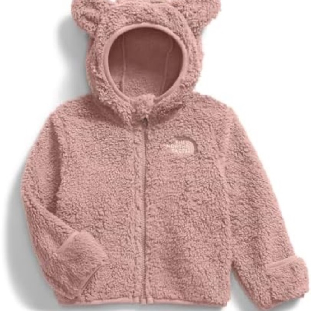 The North Face Pink Fleece Bear Hoodie 12-18 Mnths